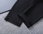 Solid Black Slim Denim With Flocked Equestrian Graphic V260836