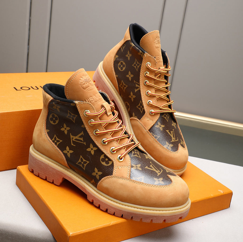 Men's Monogram Patchwork High Top Work Boots NE190119