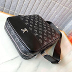 Printed Fabric Leather Trim Square Crossbody Messenger Bag B101007