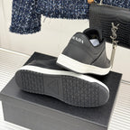 Triangle Badge Flat Lace-up Sneakers With Perforated Toe S265505