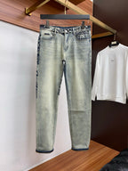 Vintage Fade Multi-Pattern Check Jeans E260939