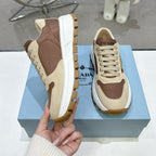 Suede Fabric Patchwork Triangle Logo Chunky Sole Sneakers S283410