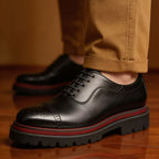 Cap Toe Brogue Oxford Shoes Thick Lug Sole Lace-Up Dress Shoes Y101136