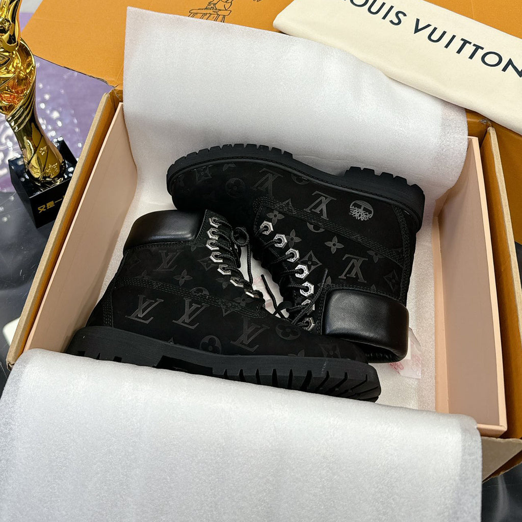 Embossed Chunky Lug Sole Work Ankle Boots S265507