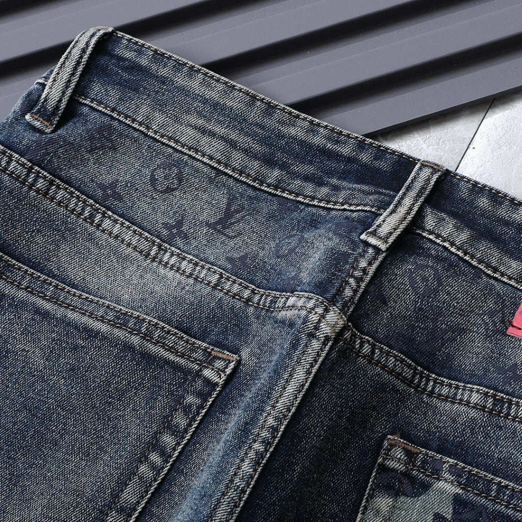Back Pocket Camouflage Printed Vintage Denim Jeans R260538