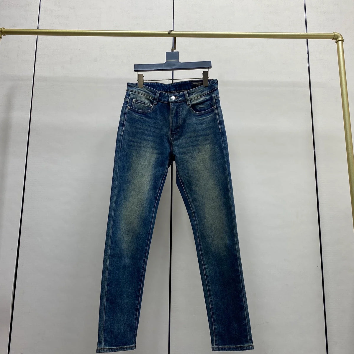 Vintage Dark Blue Printed Logo Slim Jeans E260905
