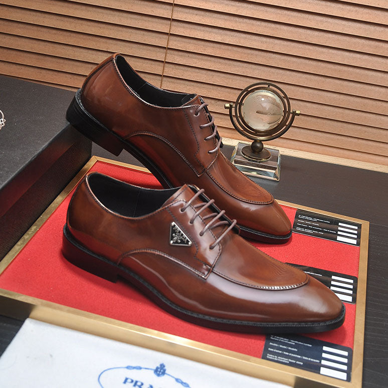 Men's Triangle Logo Glossy Lace-up Derby Shoes JN081114