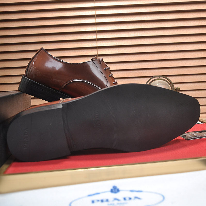 Men's Triangle Logo Glossy Lace-up Derby Shoes JN081114