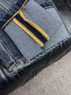 Back Pocket Shield Badge Letter Printed Vintage Denim Jeans R260544