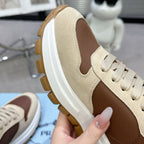Suede Fabric Patchwork Triangle Logo Chunky Sole Sneakers S283410