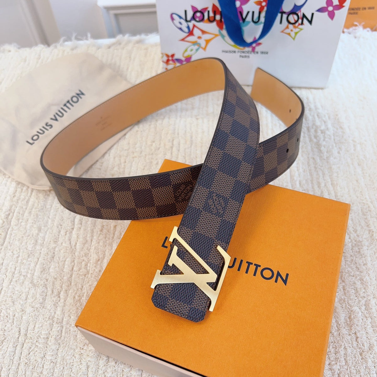 Checkered & Vintage Print Metal Buckle Belt E020802