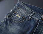 Monogram Letter Printed Pocket Slim Fit Denim V260816