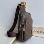 Printed Fabric Metal Logo Vertical Chest Sling Bag B101009