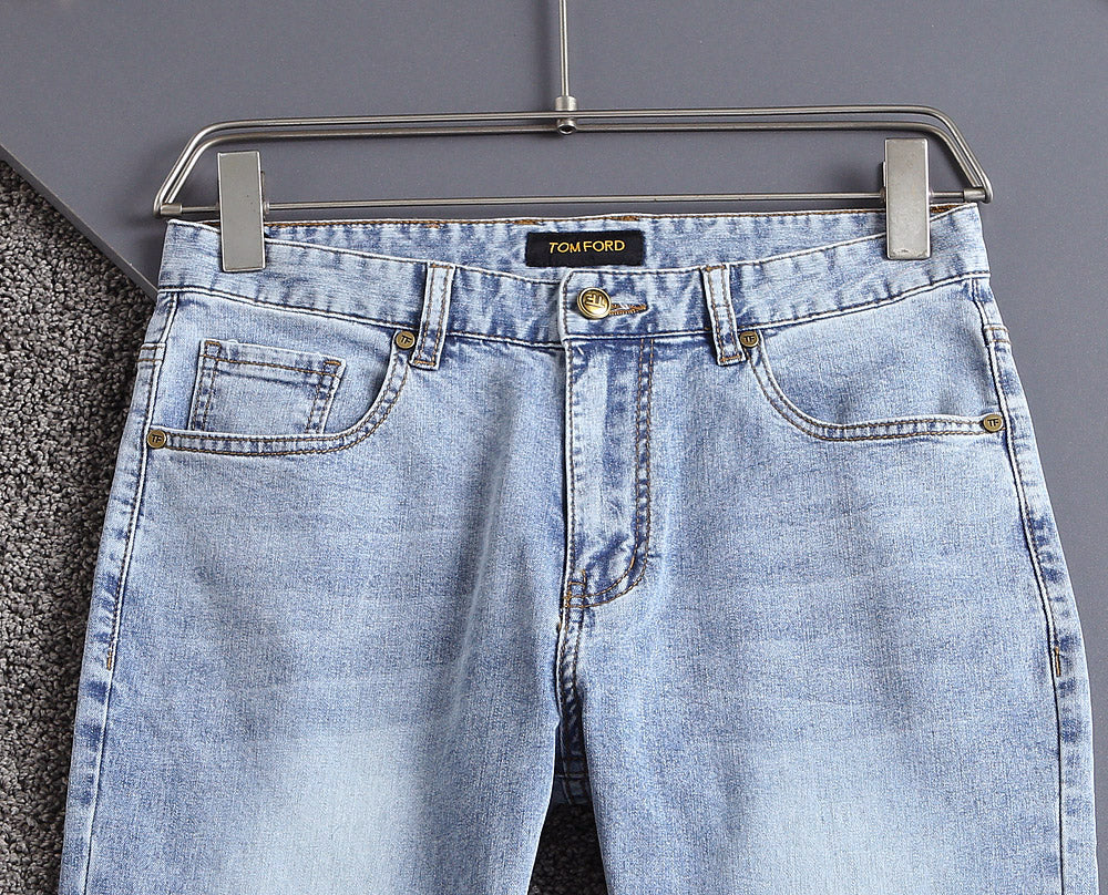 Light Blue Faded Minimal Stitch Logo Slim Denim Jeans M260743
