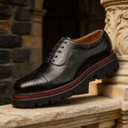 Cap Toe Brogue Oxford Shoes Thick Lug Sole Lace-Up Dress Shoes Y101136