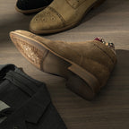 Cap Toe Brogue Chukka Boots Suede Lace-Up Ankle Boots Y101124