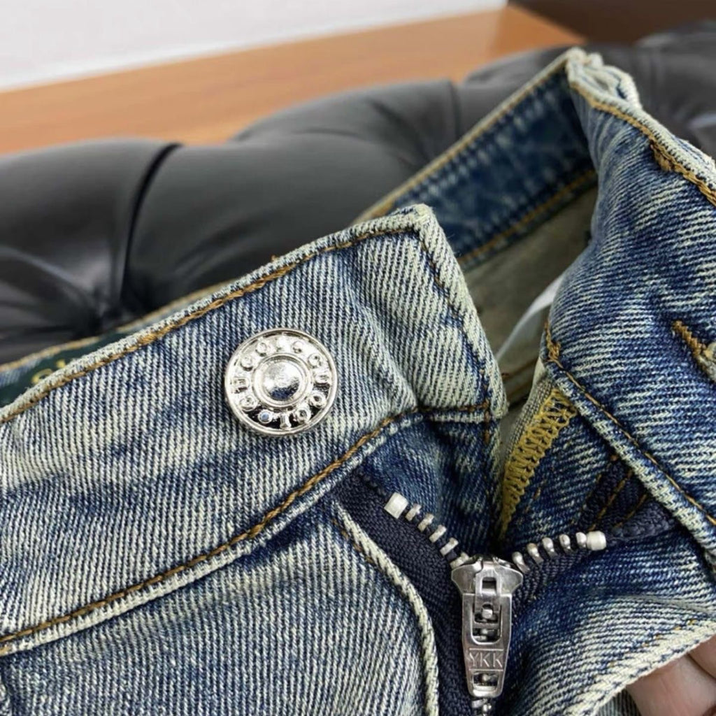 Men Vintage Faded Light Wash Jeans C261020