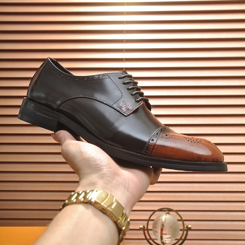 Men's Patina Brogue Cap-Toe Lace-Up Oxford Dress Shoes NE190111