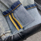Circular Badge Embroidery Back Pocket Denim Jeans L260616