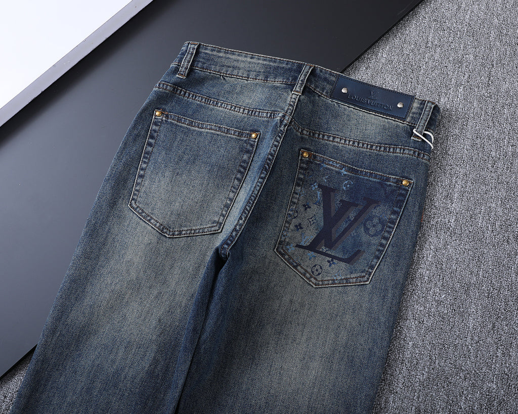 Large Printed Motif Pocket Slim Fit Denim V260828