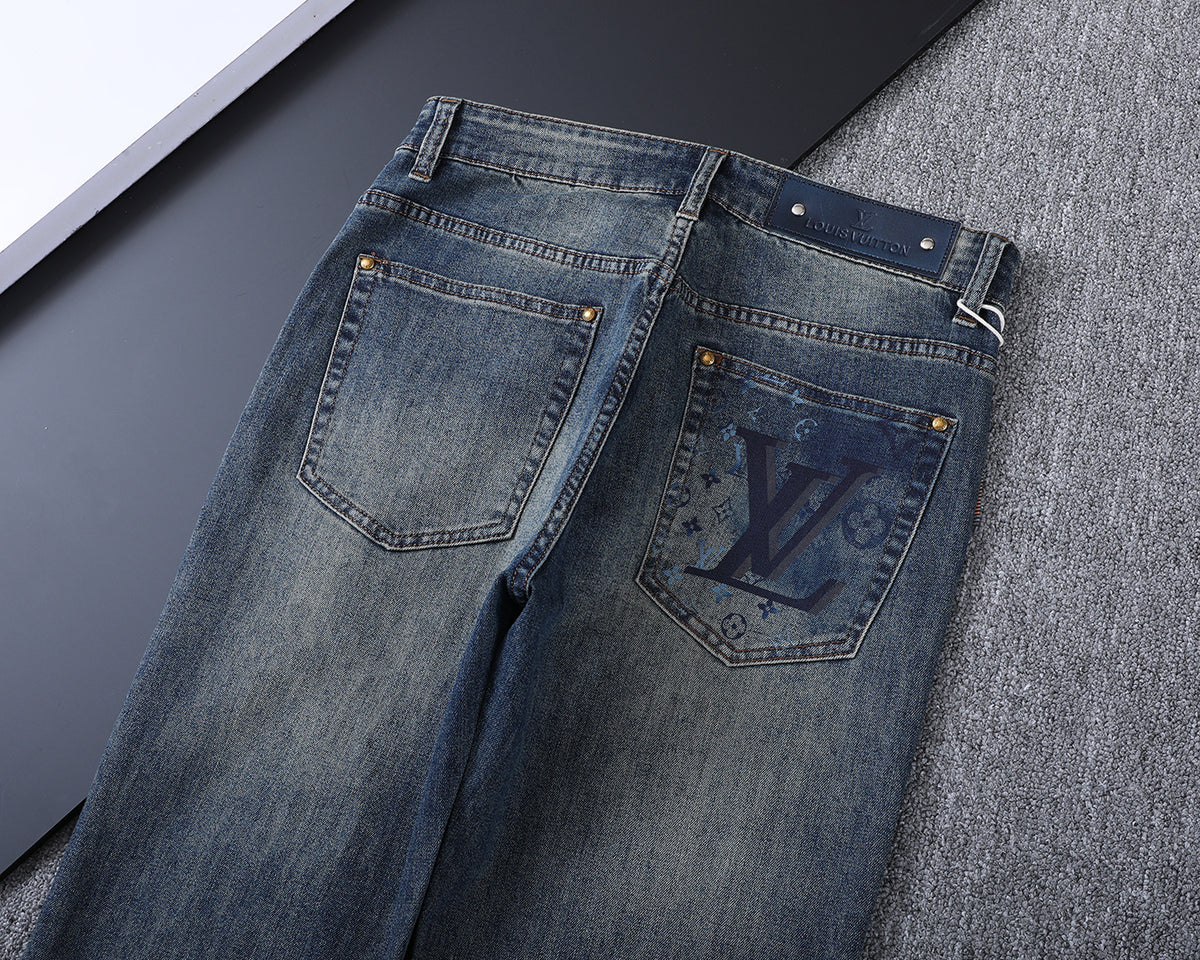 Large Printed Motif Pocket Slim Fit Denim V260828