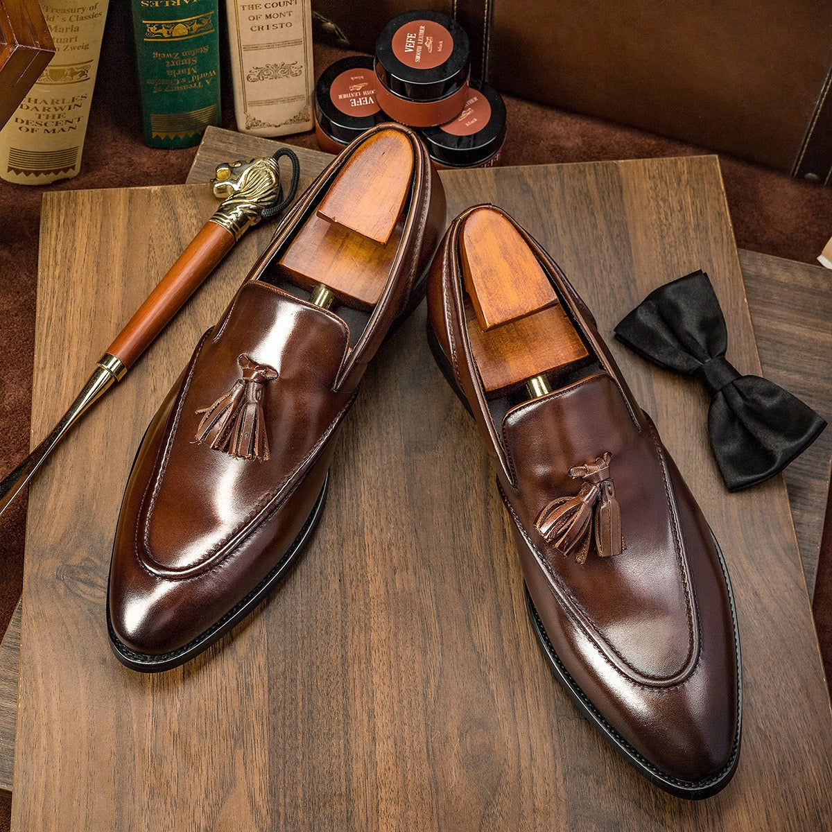 Tassel Slip-On Loafers Polished Formal Tassel Dress Loafers P050508