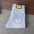 Roma Script Embroidery Slim Fit Denim E260929
