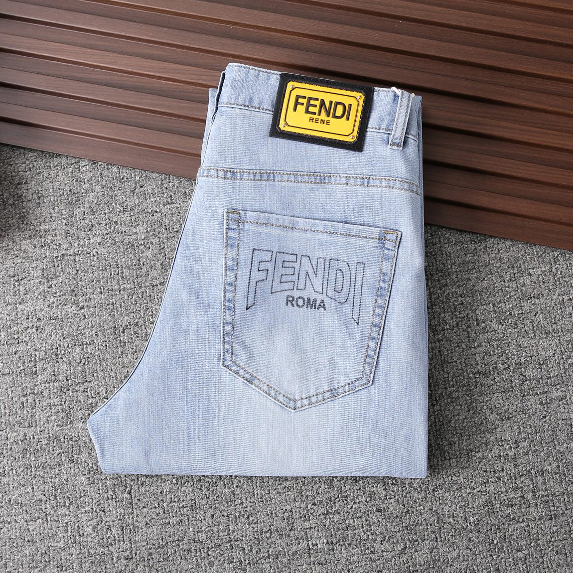 Roma Script Embroidery Slim Fit Denim E260929