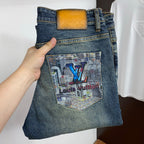 Back Pocket City Graphic Printed Vintage Denim Jeans R260534