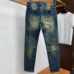 Multi-Color Embroidered Monogram Slim Jeans C261039