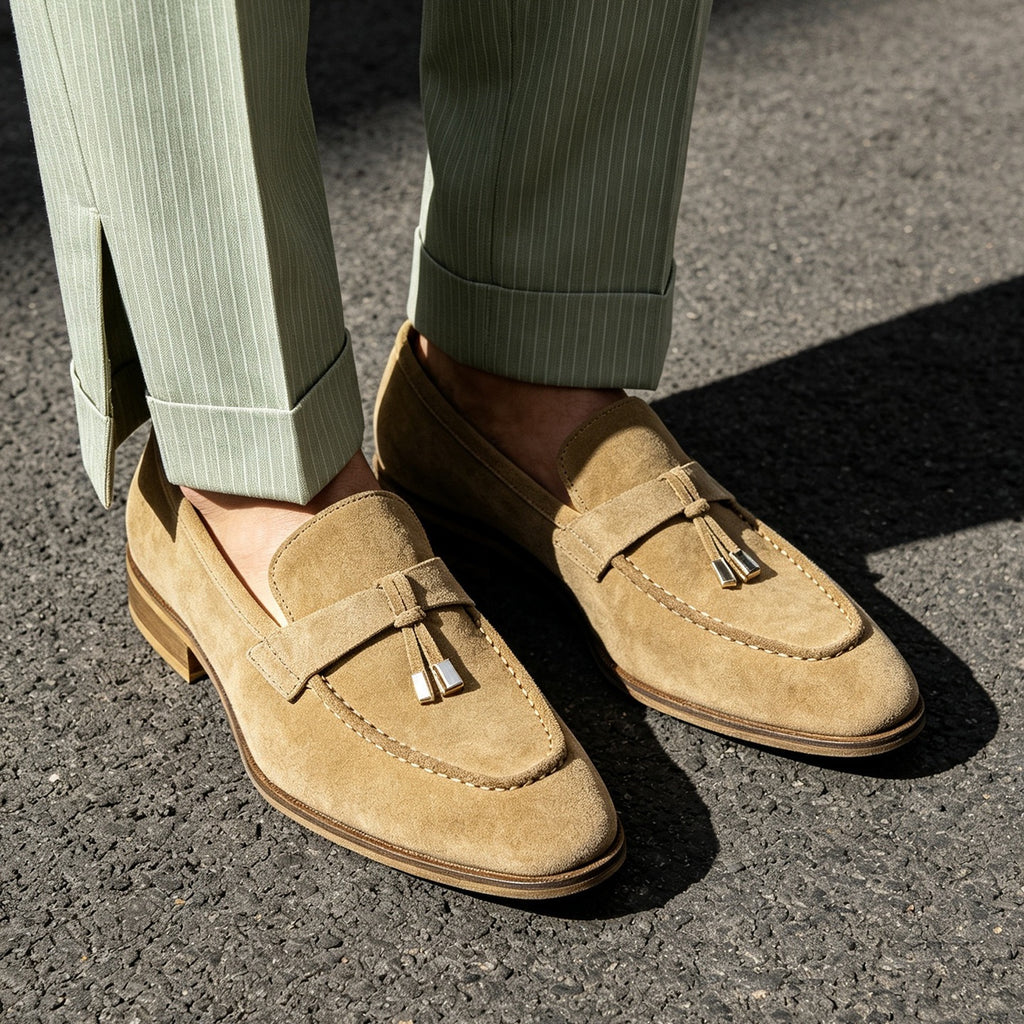 Tassel Loafers Suede Slip-On Dress Loafers Y101125