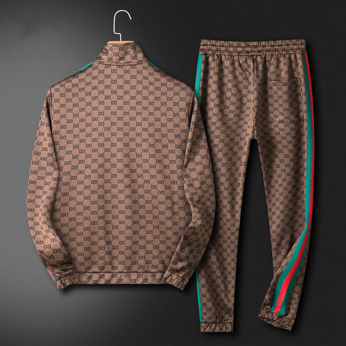 All Over Monogram Side Stripe Tracksuit Zip Jacket & Jogger Pants 2-Piece Set N050503