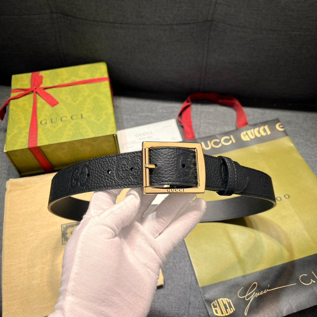 Dual Logo Embossed Pin Buckle Belt E020801