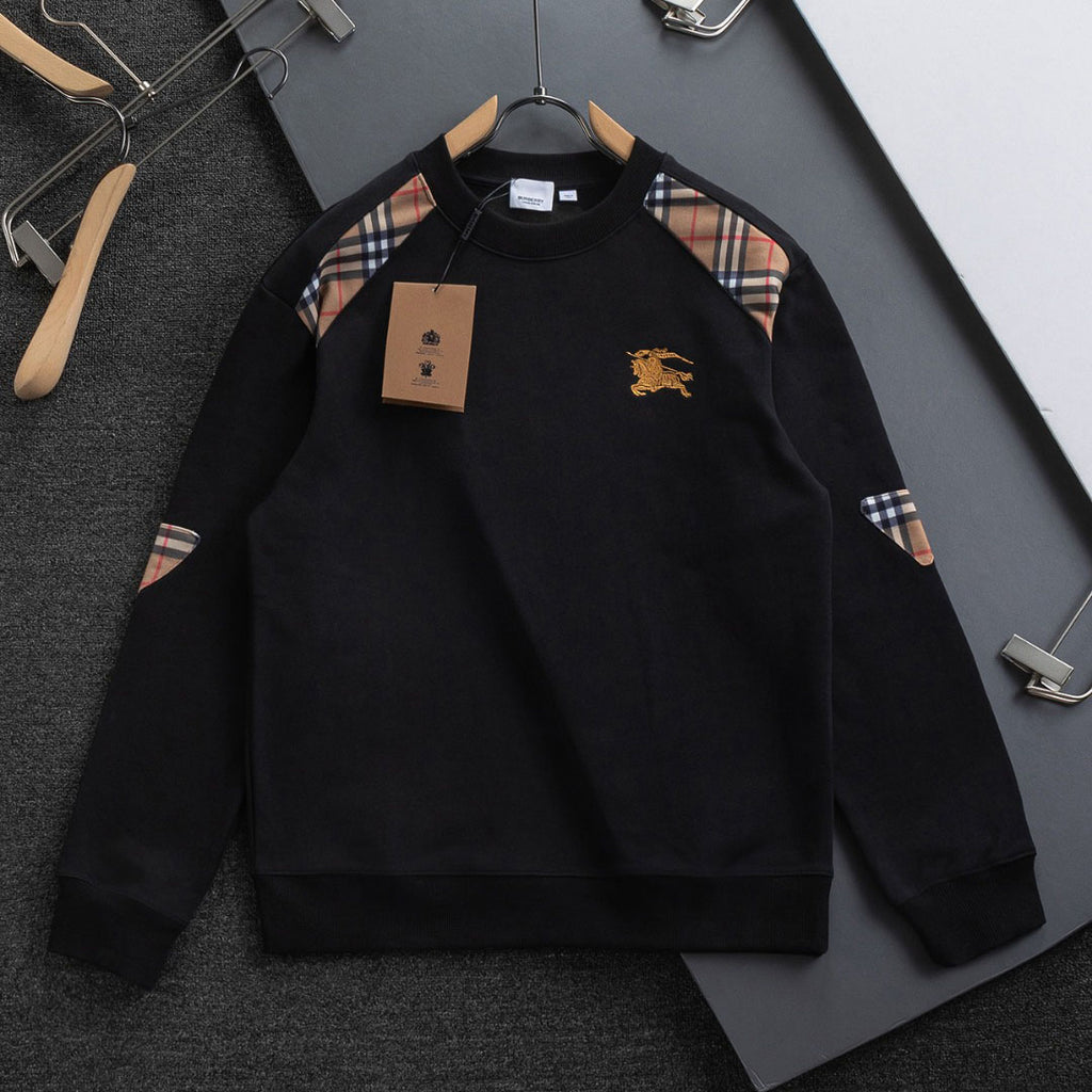 Plaid Patchwork Crew Neck Sweatshirt U310520