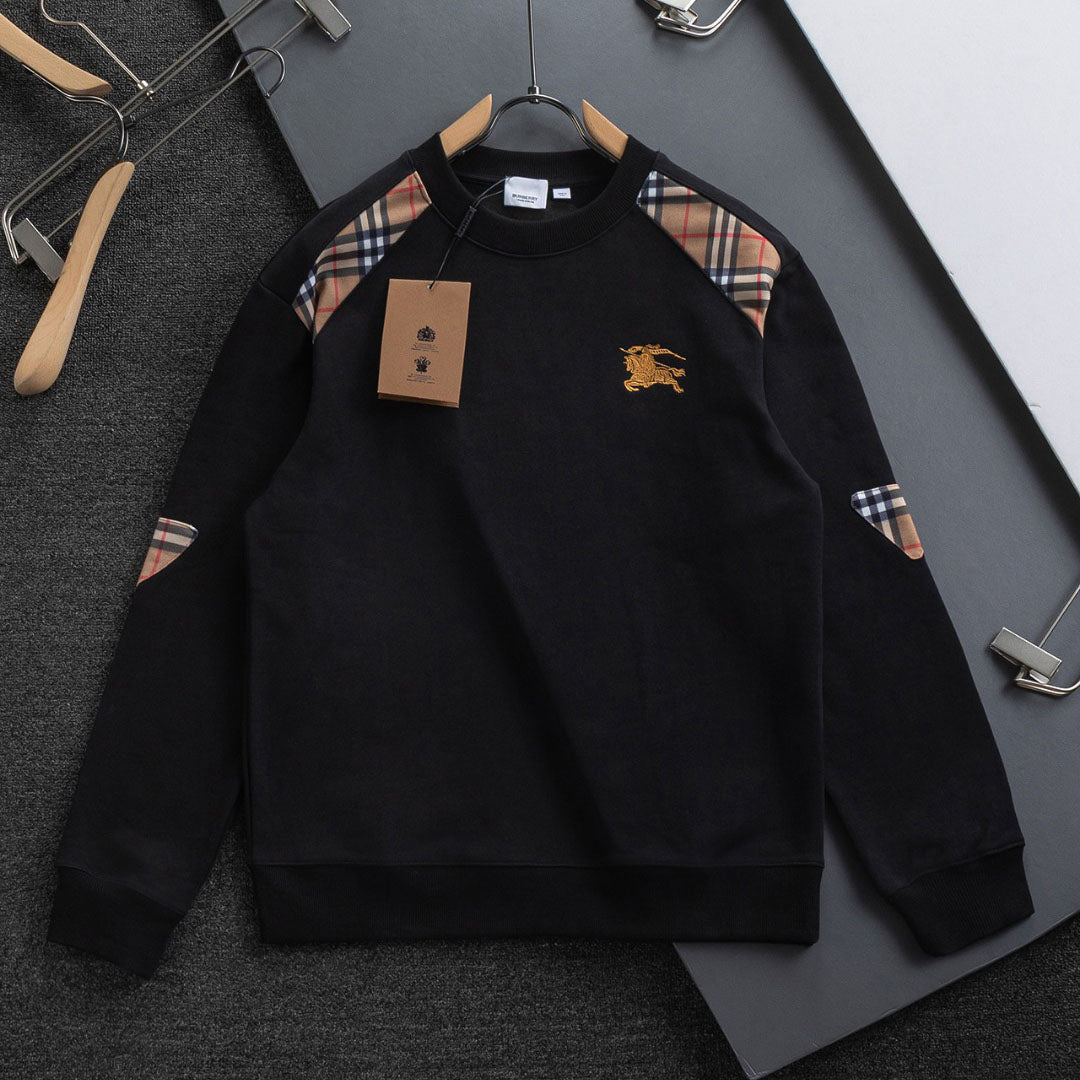 Plaid Patchwork Crew Neck Sweatshirt U310520
