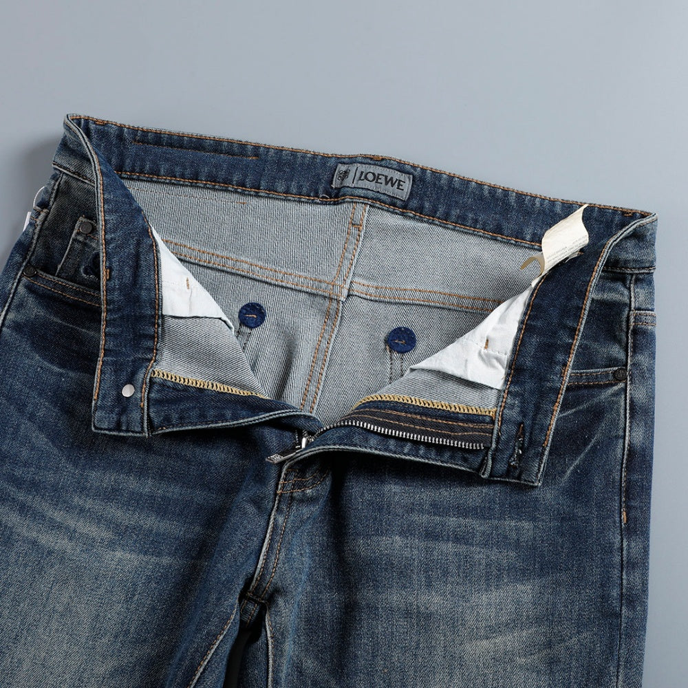 Knotted Embroidery Logo Straight Fit Denim Jeans NE210202