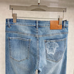 Pale Washed Denim Pants With Dual Portrait Graphic On Back Pocket R260506