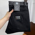 Solid Black Jacquard Waistband Minimal Denim Jeans L260642