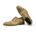 Suede Cap Toe Brogue Oxford Shoes Lace-Up Dress Shoes Y101134
