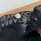 Solid Black Jacquard Waistband Minimal Denim Jeans L260642