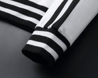 Striped Trim Zip Up Track Suit 2 Piece Jacket & Pants Set U310523