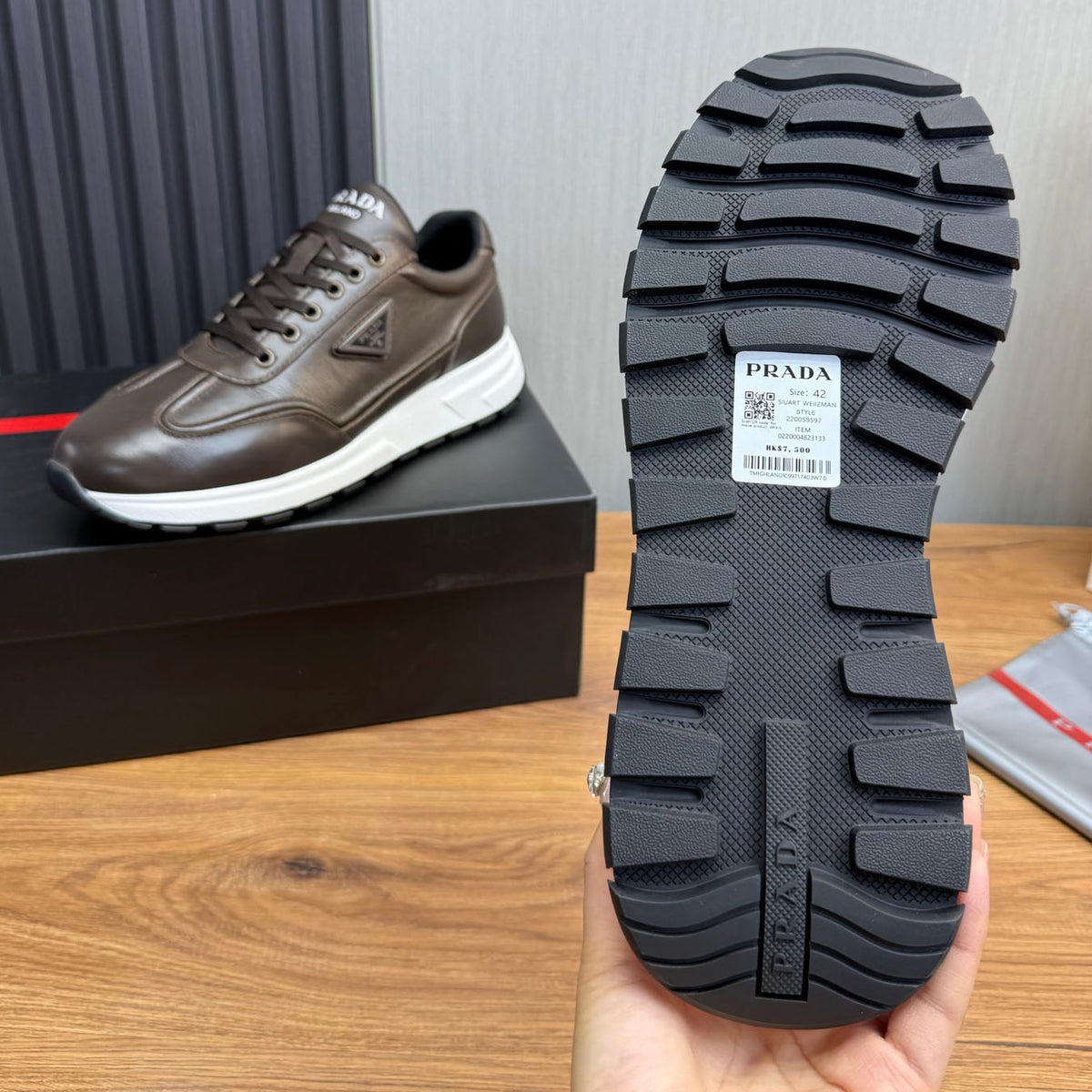 Calfskin Triangle Badge Lace-Up Sneaker S283439