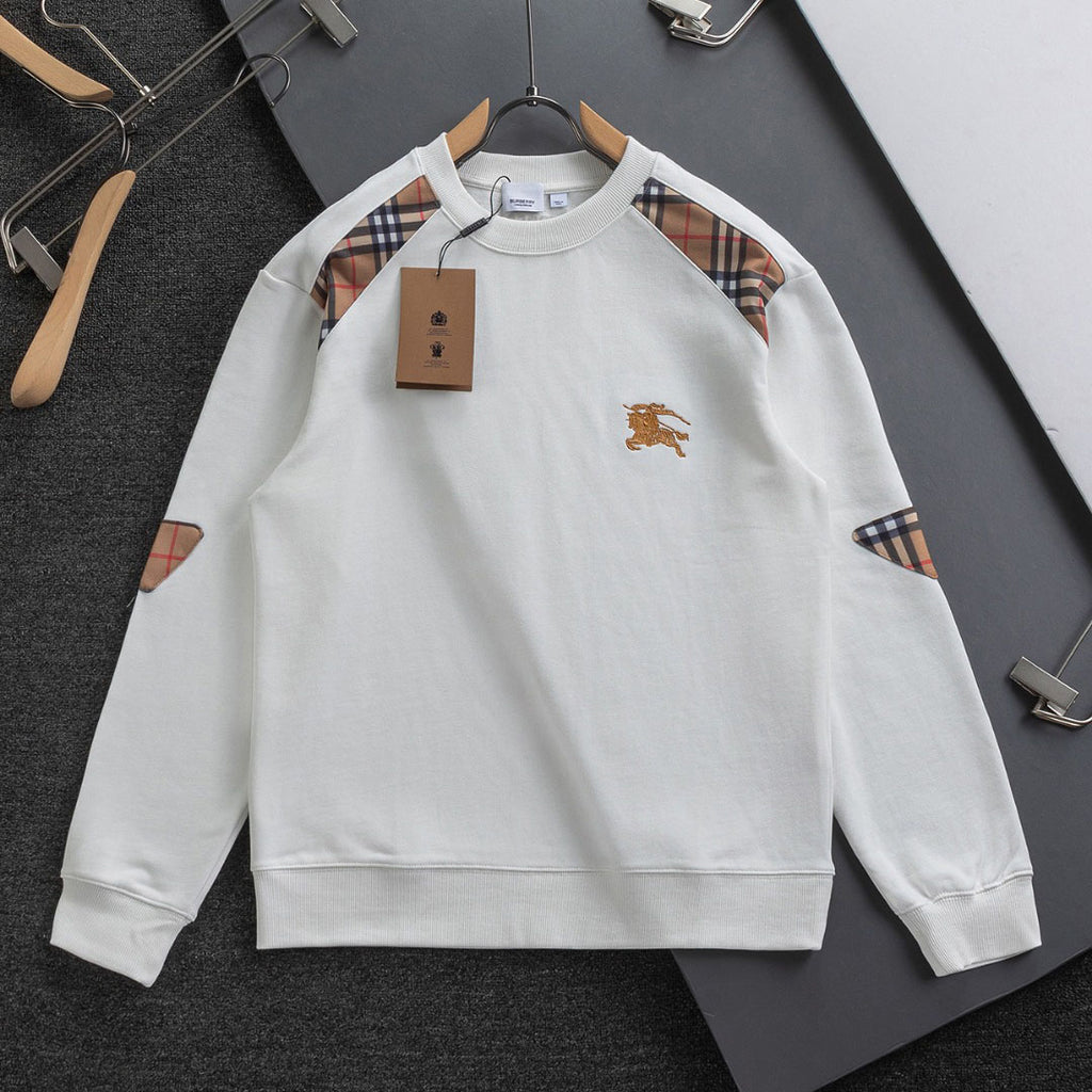 Plaid Patchwork Crew Neck Sweatshirt U310520