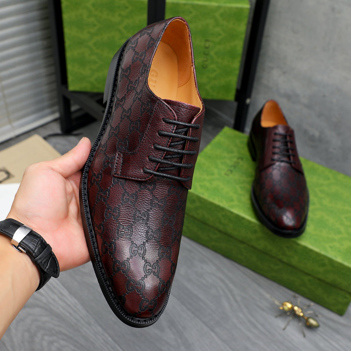 Allover Printed Lace-Up Derby Shoe S283437