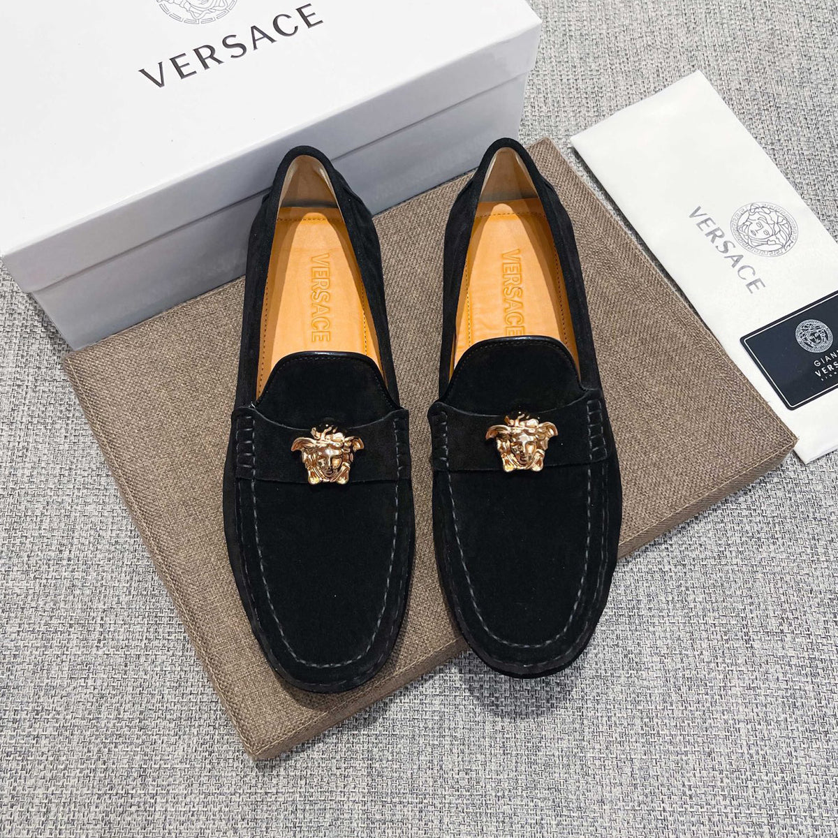 Men's Medusa Gold Emblem Slip-On Loafer Driving Shoes NE190117