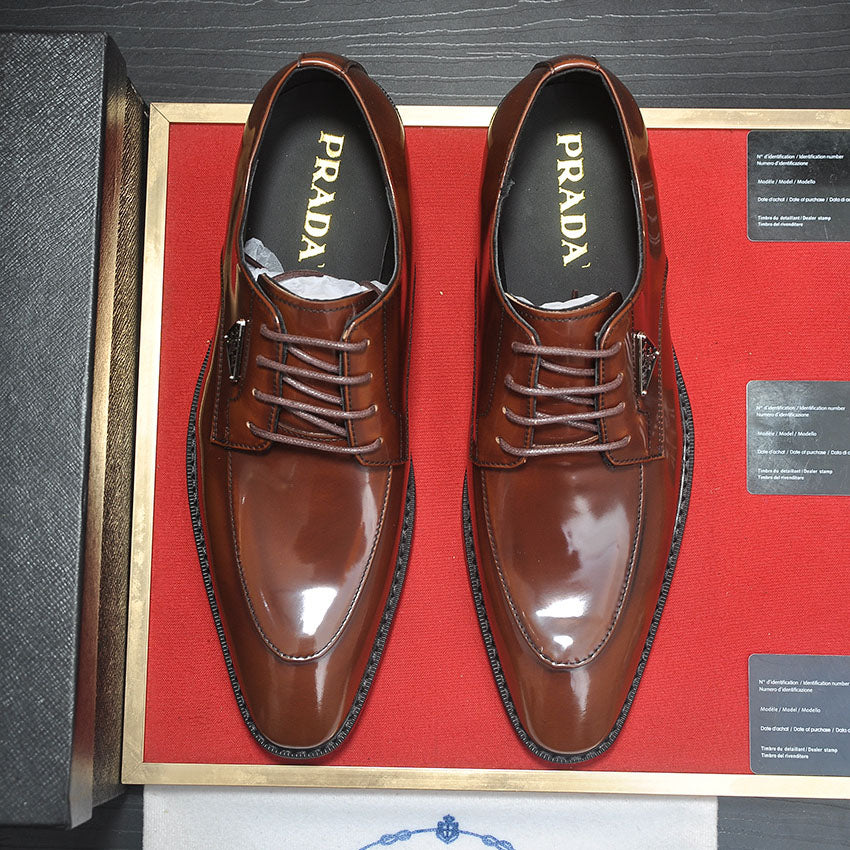Men's Triangle Logo Glossy Lace-up Derby Shoes JN081114