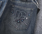 Vintage Key Artwork Print Slim Denim V260833