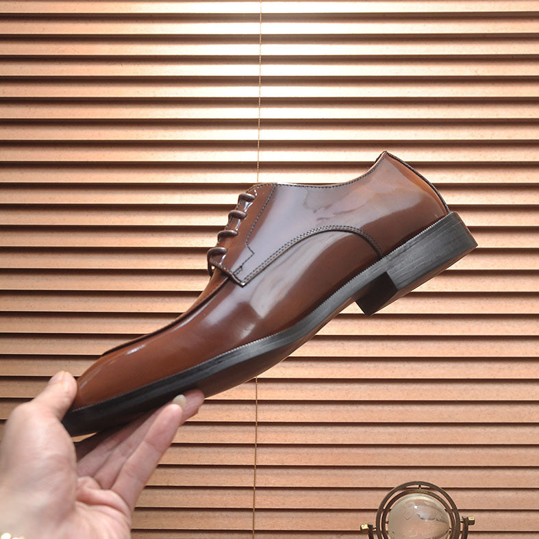Men's Triangle Logo Glossy Lace-up Derby Shoes JN081114