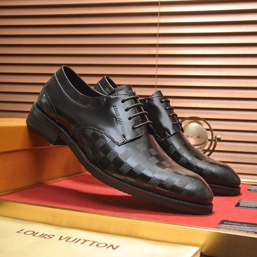 Embossed Grid Lace-up Formal Shoes S265503