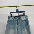 Faded Light Blue Embossed Monogram Slim Denim Jeans M260730